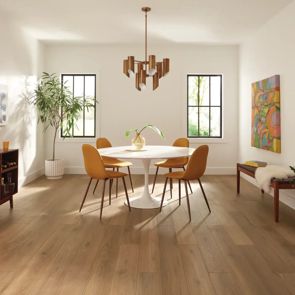 COREtec Irene Walnut luxury vinyl in a warm light brown wood tone
